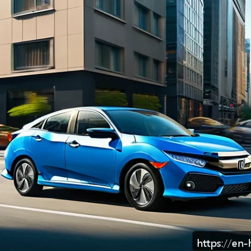 Home 17 혼다 시빅 하이브리드의 연비 테스트 - A sleek Honda Civic Hybrid navigating through congested urban stop-and-go traffic during daytime, wi...